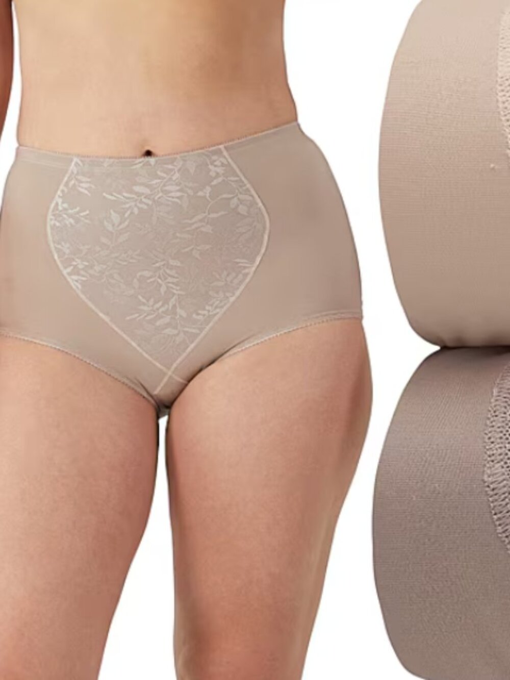 Bali Jacquard Shaping Brief, 2-Pack  Beige Size L 12895